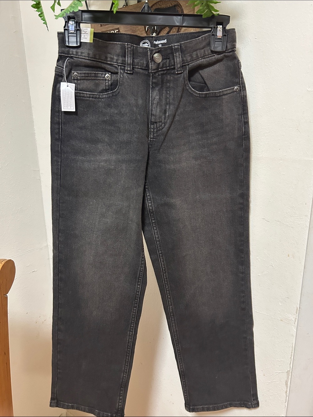 Wonder Nation Boy’s Relaxed Fit Black Washed Jeans.